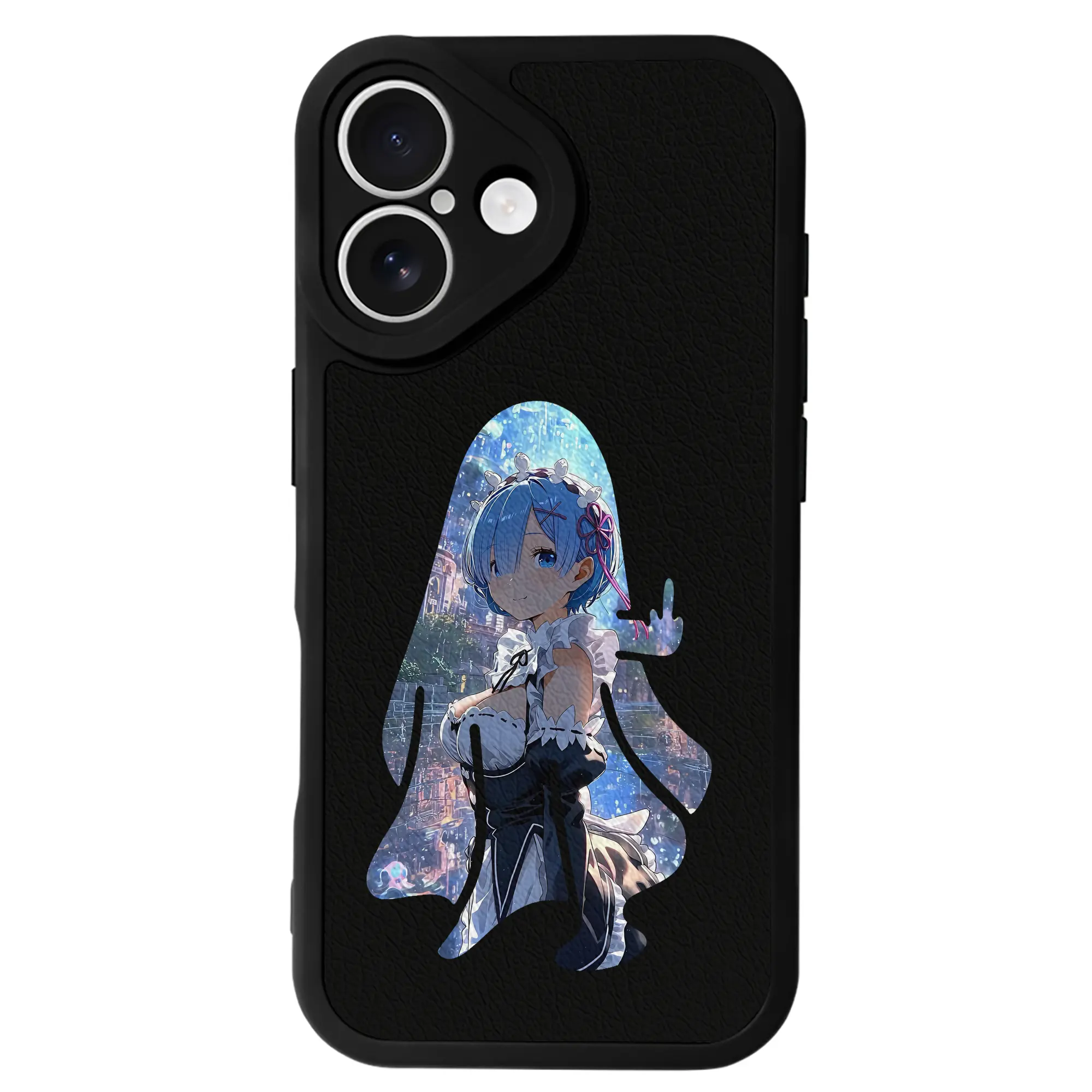 リゼロ グッズ レム - IPhone 16シリーズ対応 ・ シリコンスマホケース ・ レザー調 ・ 高精度フィット ・ 耐衝撃 ・ ワイヤレス充電対応 ・ 精密カット